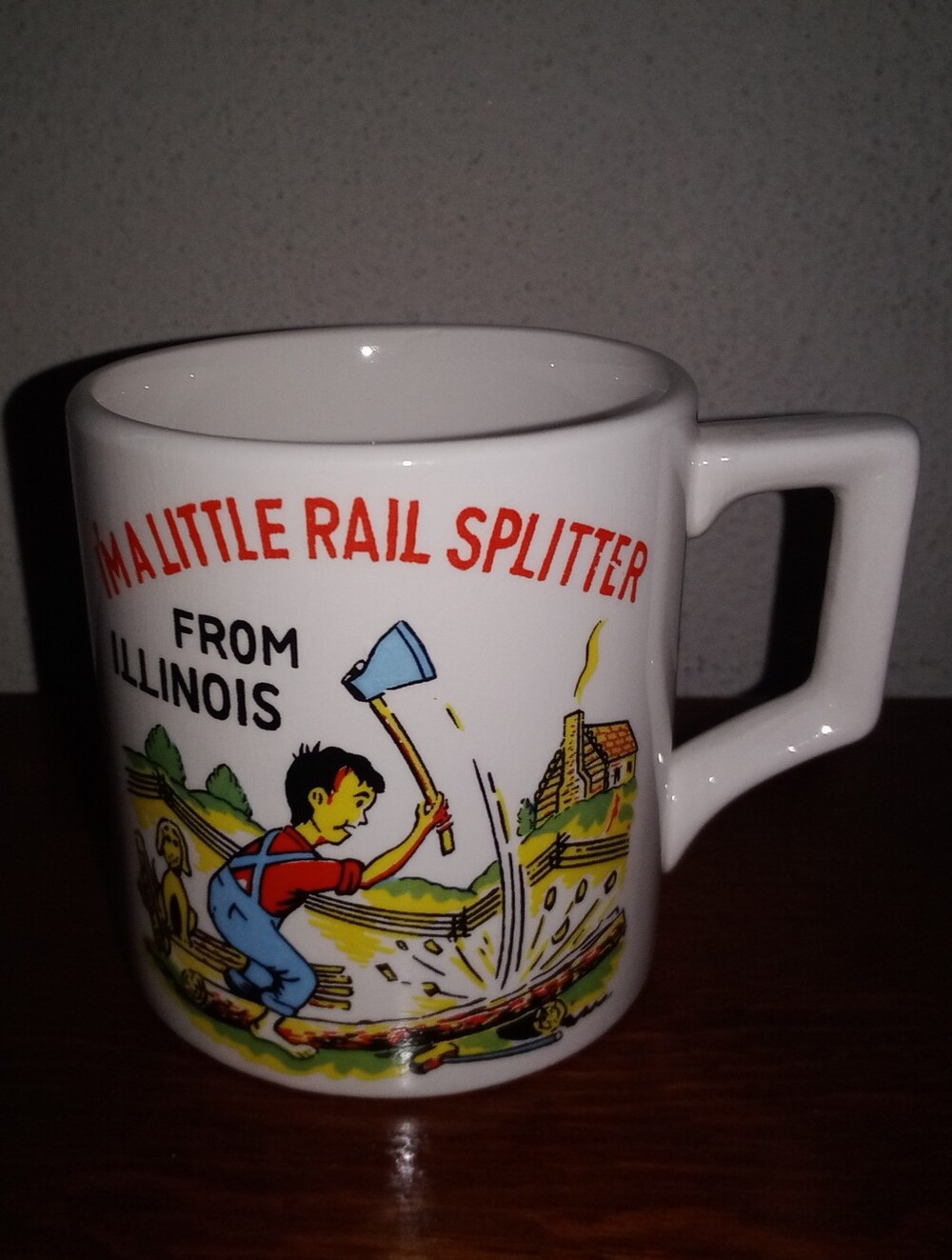Vintage Illinois I'm A Little Rail Splitter Coffee Mug Cup